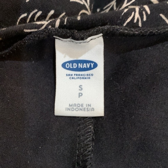 Old Navy Black Leaf Print Cotton/Spandex Blend Dress Size SP - Picture 3 of 4